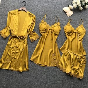 Ensemble Pyjama Satin Jaune