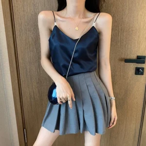 Débardeur Satin Bleu Sombre