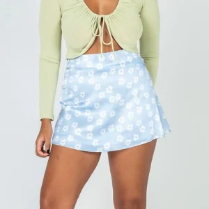 Jupe Satin Fleur Bleu