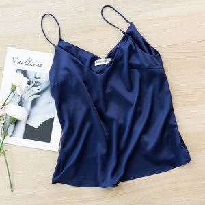 Débardeur Satin Bleu Foncé