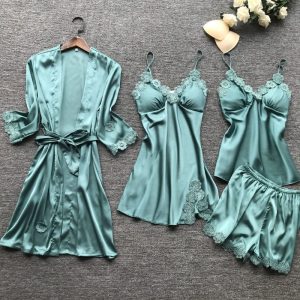 Ensemble Pyjama Satin Turquoise