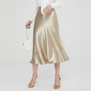 Jupe Satin Mi Longue - DESTOCKAGE