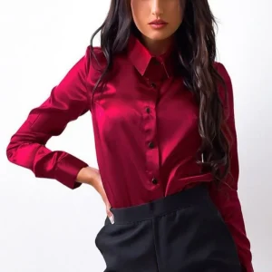 Chemisier Satin Bordeaux