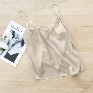 Débardeur Satin Femme Beige