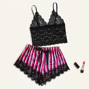 Pyjama Satin Femme Rayures