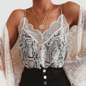 Caraco Satin Femme Motif Animal Serpent