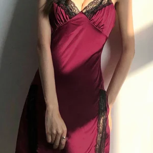 Robe Nuisette Satin Rouge