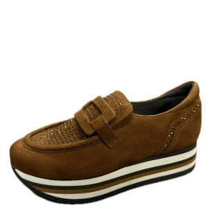 Softwaves : Mocassins marron à strass