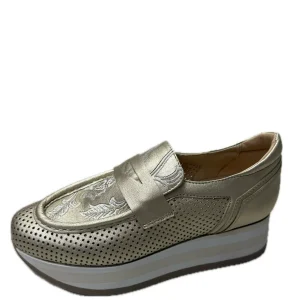 Softwaves : Mocassins dorés à plateforme