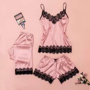 Ensemble Pyjama Satin Rose Clair