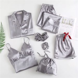 Ensemble Pyjama Satin Gris