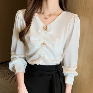 Blouse Satin Blanc Femme