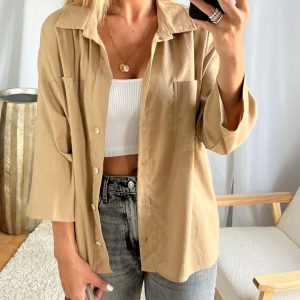 Veste chemise beige