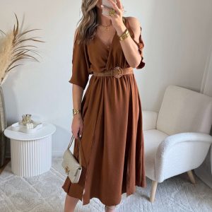 Robe longue bohème marron – Dita