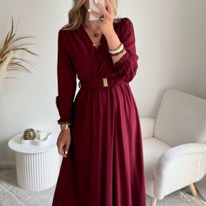 Robe longue bordeaux – Elise