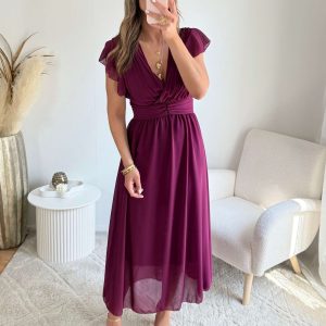 Robe longue prune – Zoé