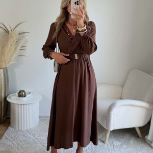 Robe longue chocolat – Elise
