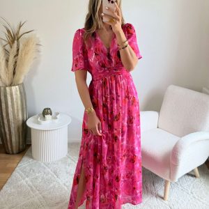 Robe longue fendue – Rosy