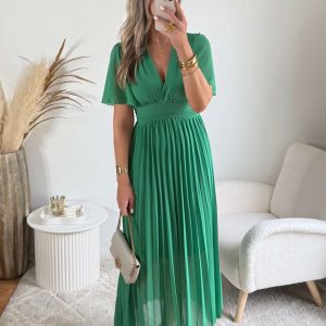 Robe plissée verte – Ana