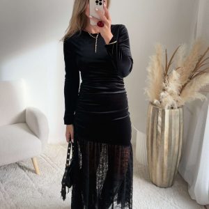 Robe longue dentelle noire – Wanda