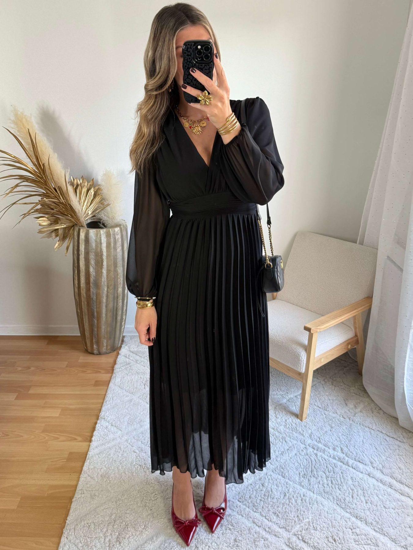 Robe longue plissée noire – Diane – Image 5