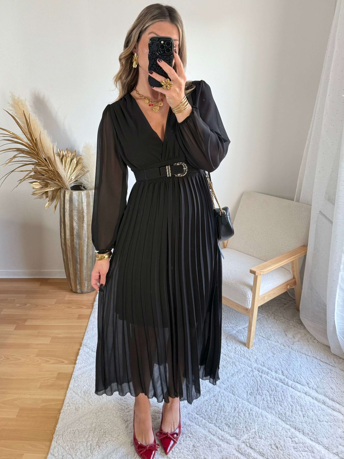 Robe longue plissée noire – Diane – Image 7