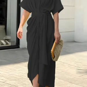 Robe chemise longue noir