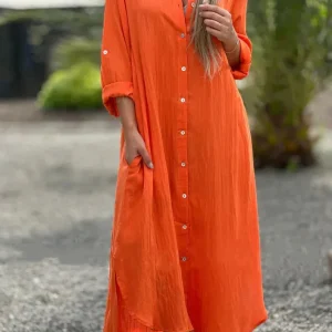 Robe chemise orange