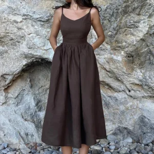 Robe lin marron