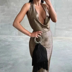 Robe longue bronze