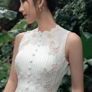Robe longue dentelle anglaise