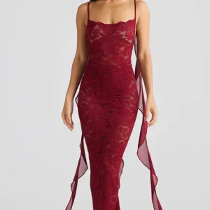 Robe longue dos nu rouge