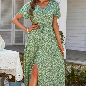 Robe longue fluide verte