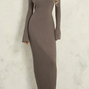 Robe longue maille grise