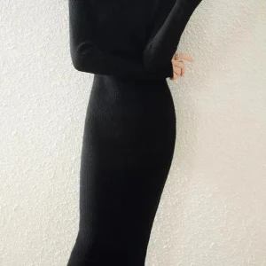 Robe longue maille noire