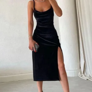 Robe longue noire bretelles
