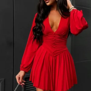 Robe manches longues rouge