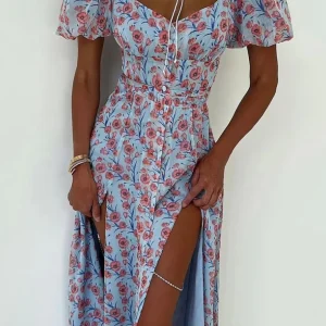 Robe marron et bleu