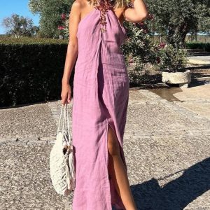 Robe mauve longue