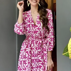Robe rose et blanc