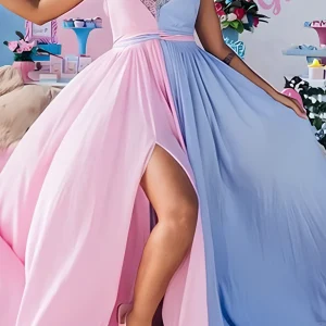 Robe rose et bleu baby shower