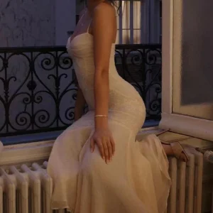 Robe velour beige