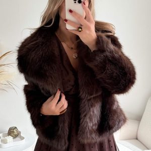 Veste en fausse fourrure marron – Jodie