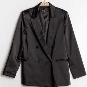 Blazer femme satiné Noir
