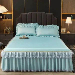 Couvre-lit Satin Bleu Pastel Doux