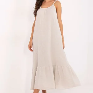 Robe été beige bohème fluide