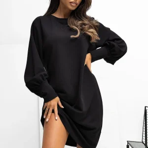 Robe pull courte manches longues noire