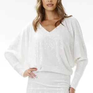 Robe mini à paillettes manches longues