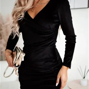 Robe de soirée chic moulante à manche longue
