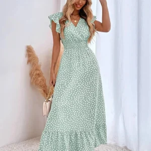 Robe été bohème longue fluide manches papillon